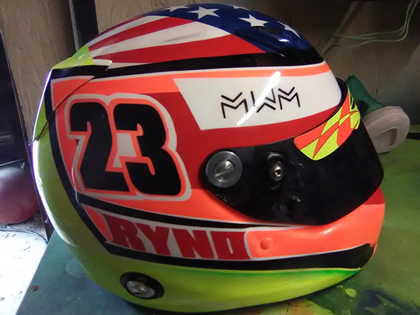 custom painted racing helmet