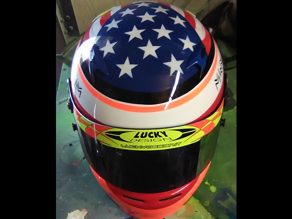 custom painted racing helmet