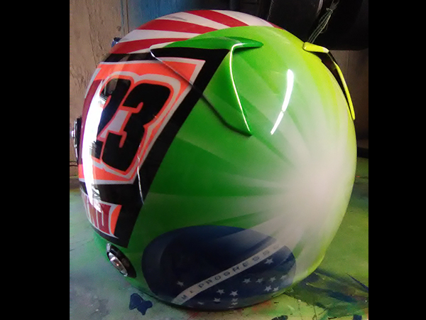 custom painted racing helmet