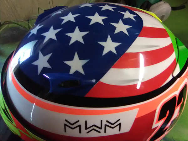 custom painted racing helmet