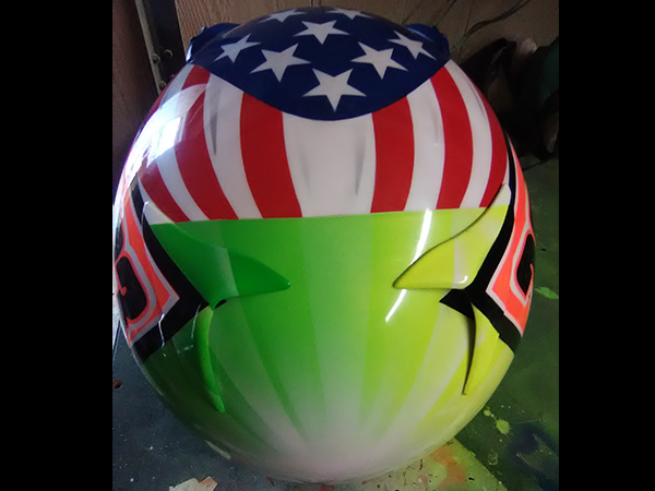 custom painted racing helmet