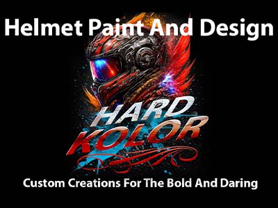 custom painted motorcycle helmets, racing helmets, and other head gear