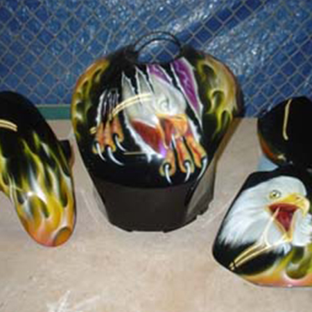 Custom painted Buell with airbrushed eagle and flames