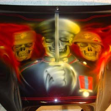 custom painted harley fairing - semper fi skulls