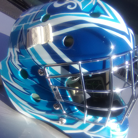 goalie mask airbrushed wings New York Saints