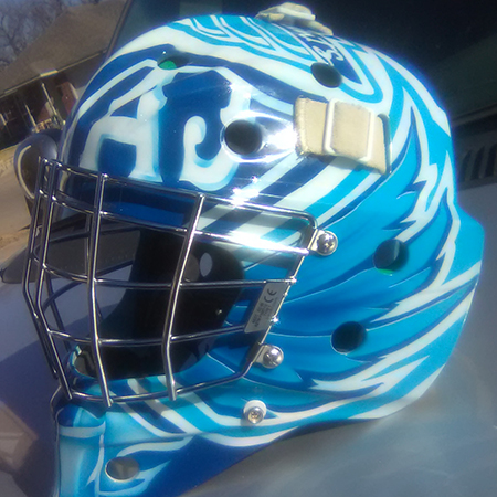 goalie mask airbrushed wings New York Saints