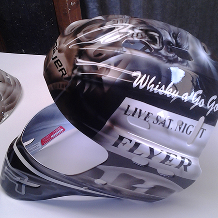 Hollywood style custom painted goalie mask