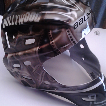 Hollywood style custom painted goalie mask