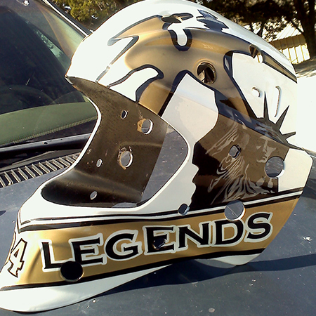 New York Legends custom painted goalie mask